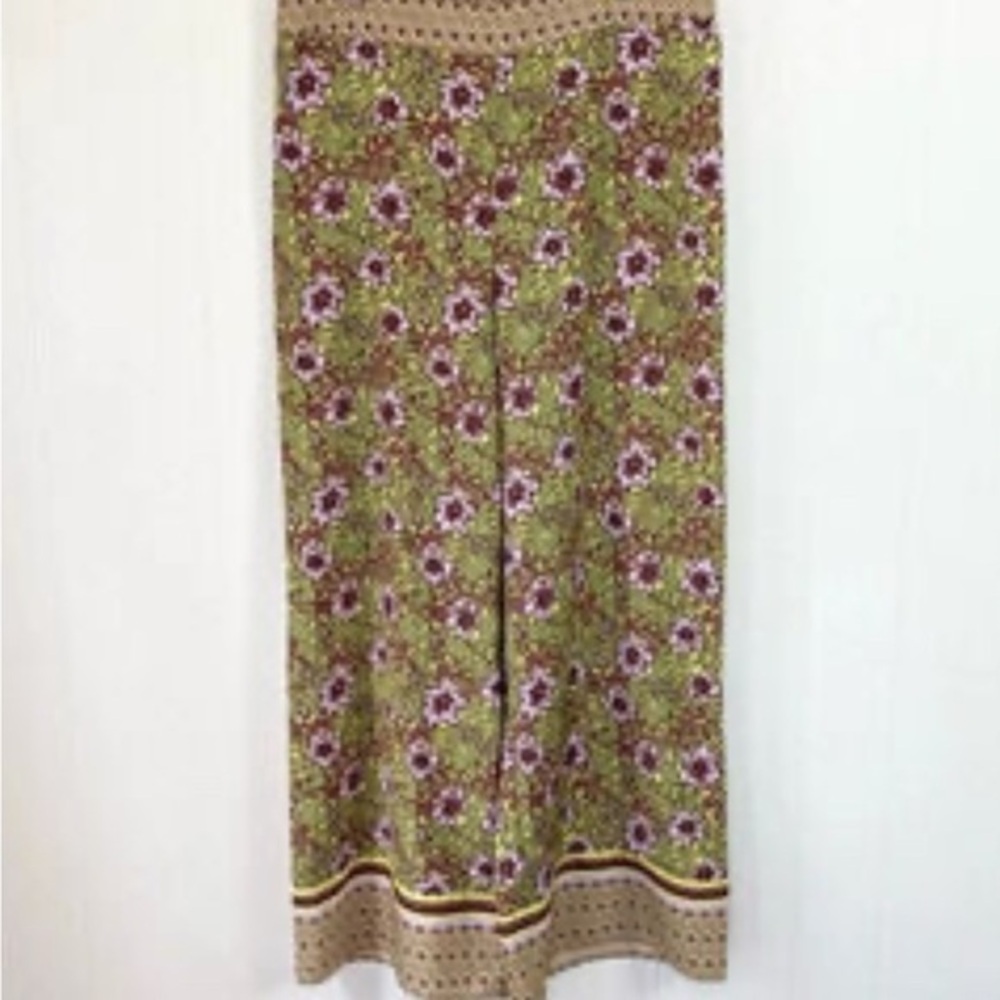 UEC Cupcakes and Cashmere GREEN PURPLE Wide Leg Palazzo Pants Bohoemian Sz M